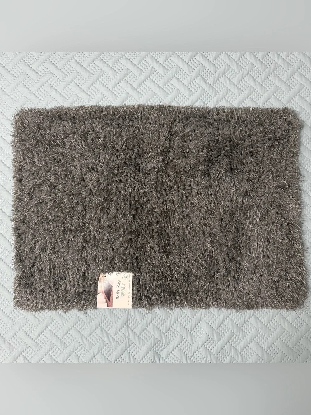 Nedia Home Shag Bath Rug Non-Skid Microfiber Dark Gray 17.5 x 24.5 NWT